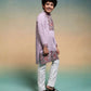 Rajwada Lavender Viscose Silk Embroidered Stitched Kurta Set For Kids