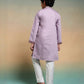 Rajwada Lavender Viscose Silk Embroidered Stitched Kurta Set For Kids