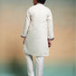 Rajwada White Viscose Silk Embroidered Stitched Kurta Set For Kids