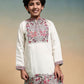 Rajwada White Viscose Silk Embroidered Stitched Kurta Set For Kids