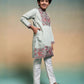 Rajwada Pista Green Viscose Silk Embroidered Stitched Kurta Set For Kids