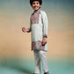 Rajwada Pista Green Viscose Silk Embroidered Stitched Kurta Set For Kids
