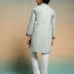 Rajwada Pista Green Viscose Silk Embroidered Stitched Kurta Set For Kids