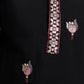 Rajwada Black Viscose Silk Embroidered Stitched Kurta Set For Kids