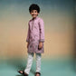 Rajwada Mauve Pink Viscose Silk Embroidered Stitched Kurta Set For Kids