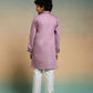 Rajwada Mauve Pink Viscose Silk Embroidered Stitched Kurta Set For Kids
