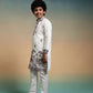 Rajwada White Viscose Silk Embroidered Stitched Kurta Set For Kids