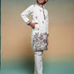 Rajwada White Viscose Silk Embroidered Stitched Kurta Set For Kids