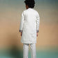 Rajwada White Viscose Silk Embroidered Stitched Kurta Set For Kids