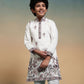 Rajwada White Viscose Silk Embroidered Stitched Kurta Set For Kids