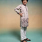 Rajwada Peach Viscose Silk Embroidered Stitched Kurta Set For Kids