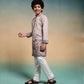 Rajwada Peach Viscose Silk Embroidered Stitched Kurta Set For Kids
