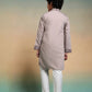 Rajwada Peach Viscose Silk Embroidered Stitched Kurta Set For Kids