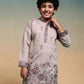 Rajwada Peach Viscose Silk Embroidered Stitched Kurta Set For Kids