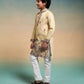 Rajwada Yellow Viscose Silk Embroidered Stitched Kurta Set For Kids