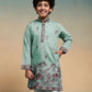 Rajwada Pista Green Viscose Silk Embroidered Stitched Kurta Set For Kids