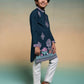 Rajwada Teal blue Viscose Silk Embroidered Stitched Kurta Set For Kids