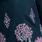 Rajwada Teal blue Viscose Silk Embroidered Stitched Kurta Set For Kids