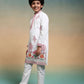 Rajwada White Viscose Silk Embroidered Stitched Kurta Set For Kids