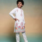 Rajwada White Viscose Silk Embroidered Stitched Kurta Set For Kids