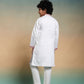 Rajwada White Viscose Silk Embroidered Stitched Kurta Set For Kids