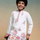 Rajwada White Viscose Silk Embroidered Stitched Kurta Set For Kids