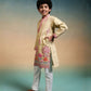 Rajwada Yellow Viscose Silk Embroidered Stitched Kurta Set For Kids