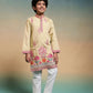 Rajwada Yellow Viscose Silk Embroidered Stitched Kurta Set For Kids