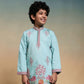 Rajwada Sky Blue Viscose Silk Embroidered Stitched Kurta Set For Kids