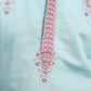Rajwada Sky Blue Viscose Silk Embroidered Stitched Kurta Set For Kids