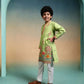 Rajwada Pista Viscose Silk Embroidered Stitched Kurta Set For Kids