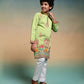 Rajwada Pista Viscose Silk Embroidered Stitched Kurta Set For Kids