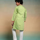 Rajwada Pista Viscose Silk Embroidered Stitched Kurta Set For Kids