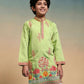Rajwada Pista Viscose Silk Embroidered Stitched Kurta Set For Kids