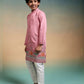 Rajwada Pink Viscose Silk Embroidered Stitched Kurta Set For Kids