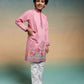 Rajwada Pink Viscose Silk Embroidered Stitched Kurta Set For Kids