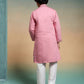 Rajwada Pink Viscose Silk Embroidered Stitched Kurta Set For Kids