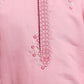 Rajwada Pink Viscose Silk Embroidered Stitched Kurta Set For Kids