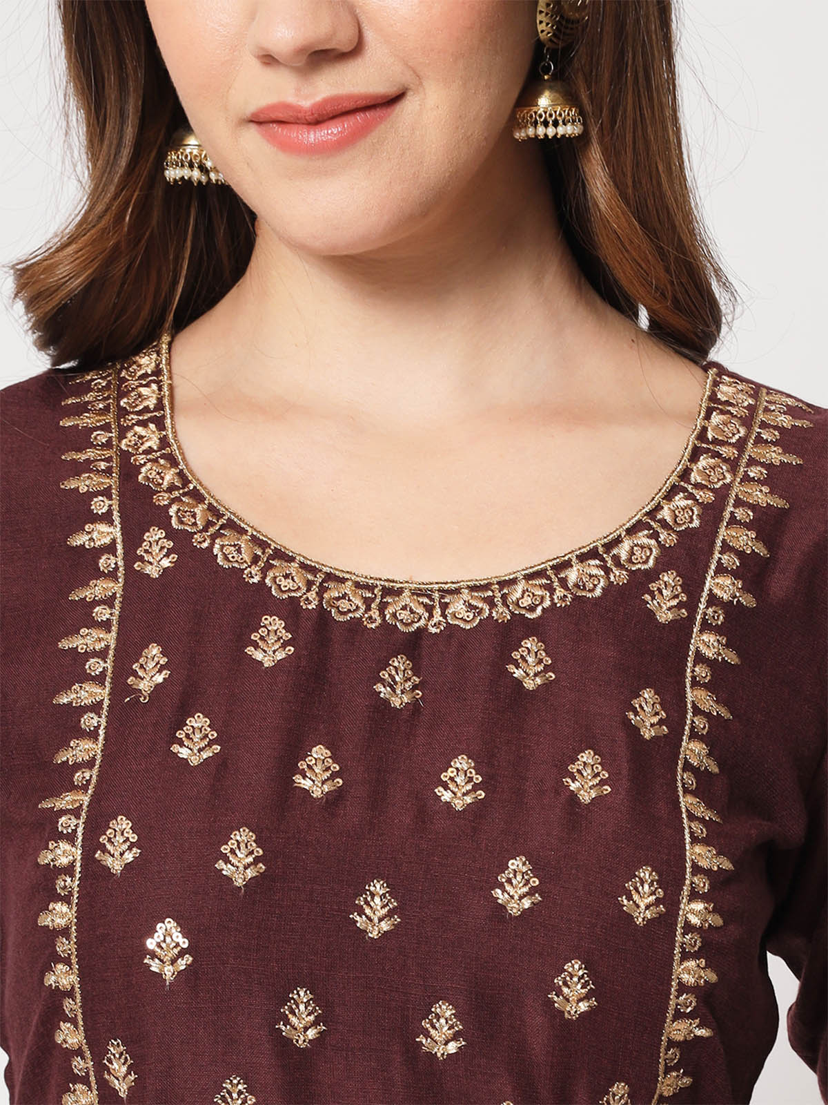  Rajwada - Brown Cotton Printed Stitched Kurta Set