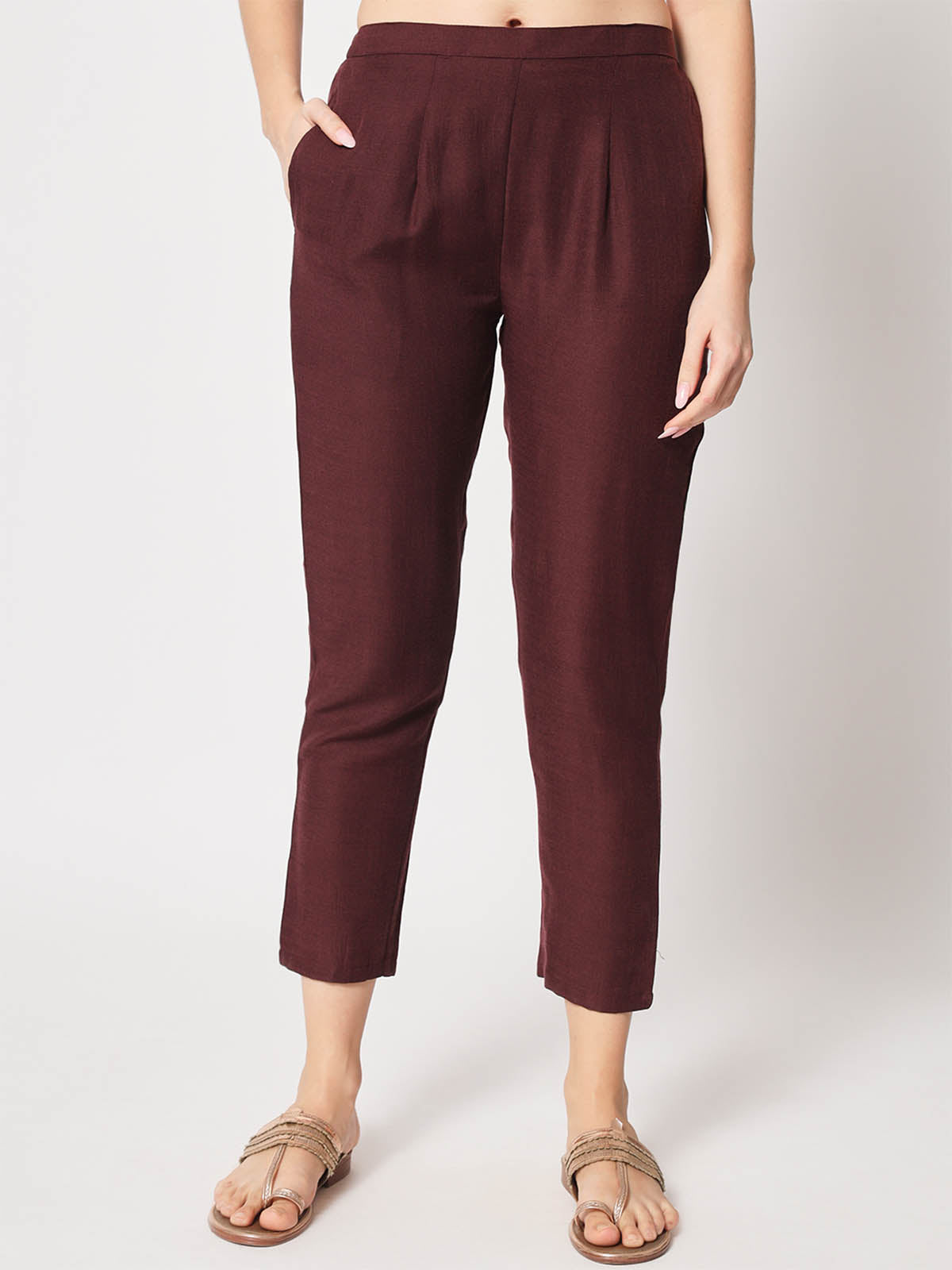  Rajwada - Brown Cotton Stitched Pant