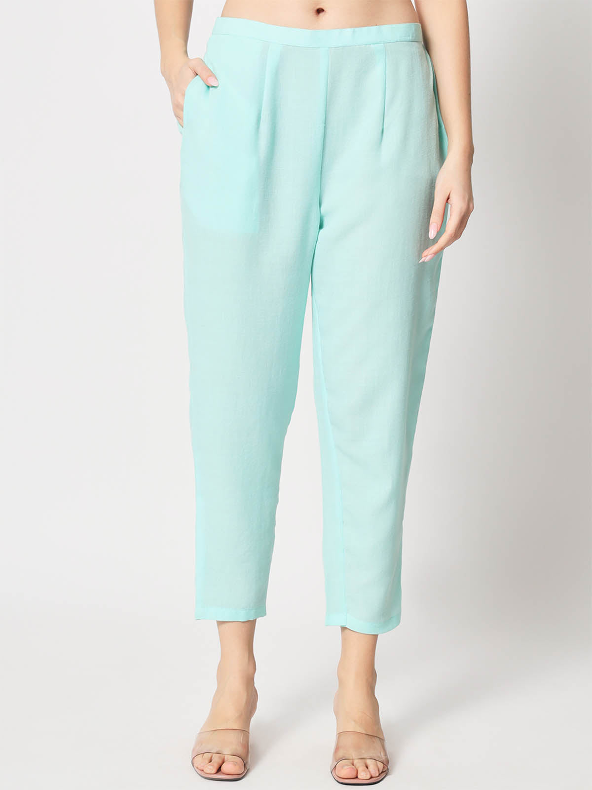  Rajwada - Light Blue Cotton Stitched Pant