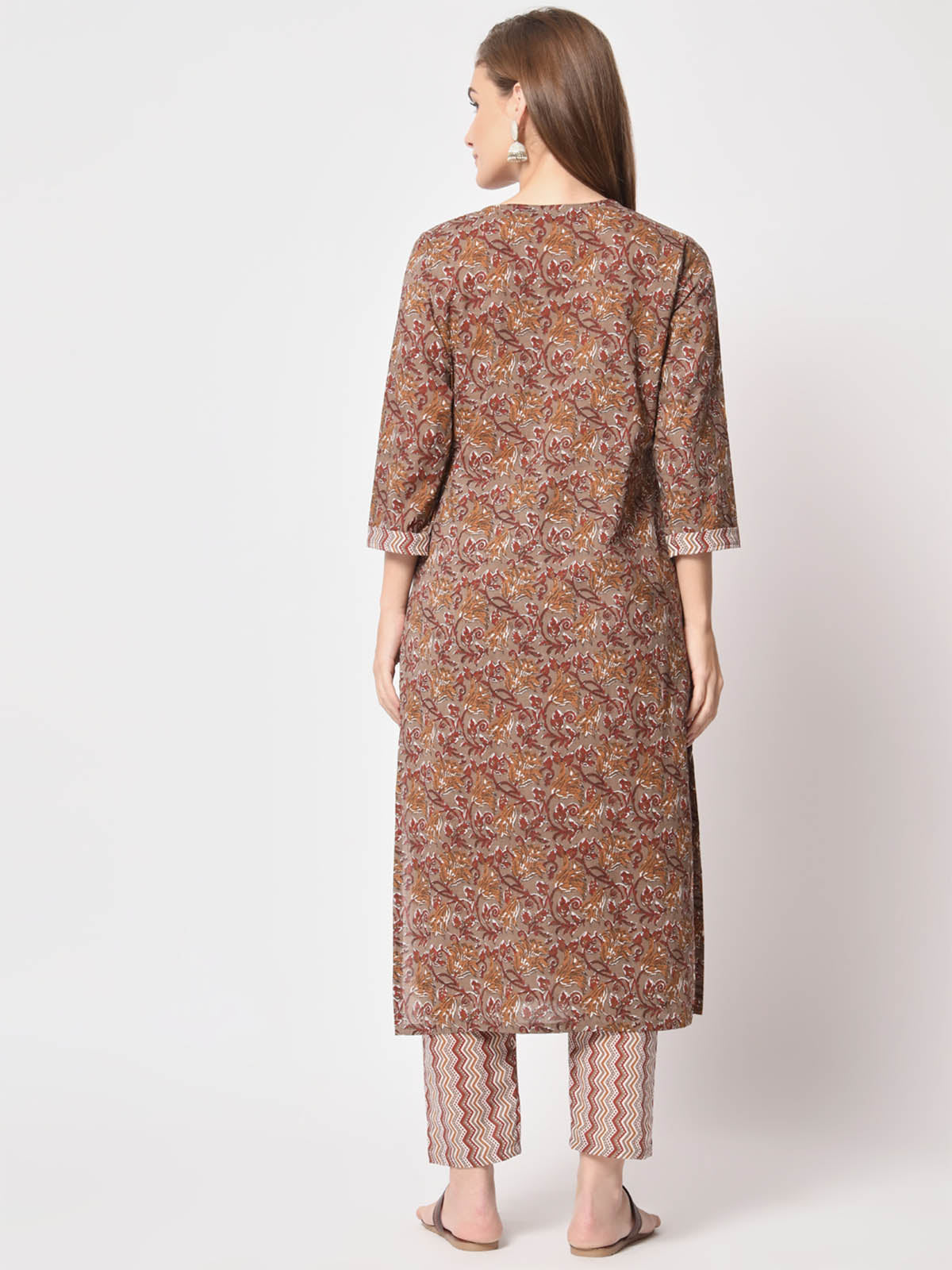  Rajwada - Brown Cotton Printed Stitched Kurta Set