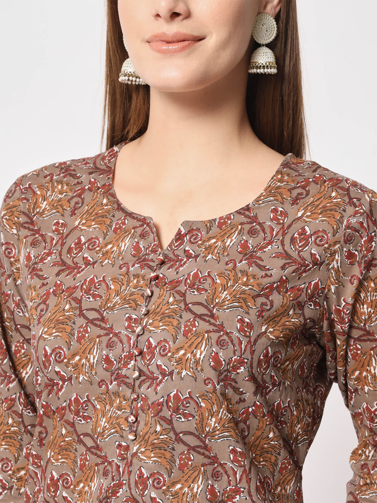  Rajwada - Brown Cotton Printed Stitched Kurta Set