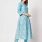  Rajwada - Modern Light Blue Cotton Printed Stitched Kurta Set