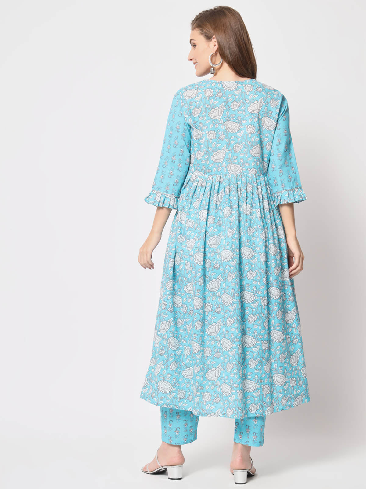  Rajwada - Modern Light Blue Cotton Printed Stitched Kurta Set