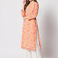  Rajwada - Designer Peach Cotton Printed Stitched Kurta