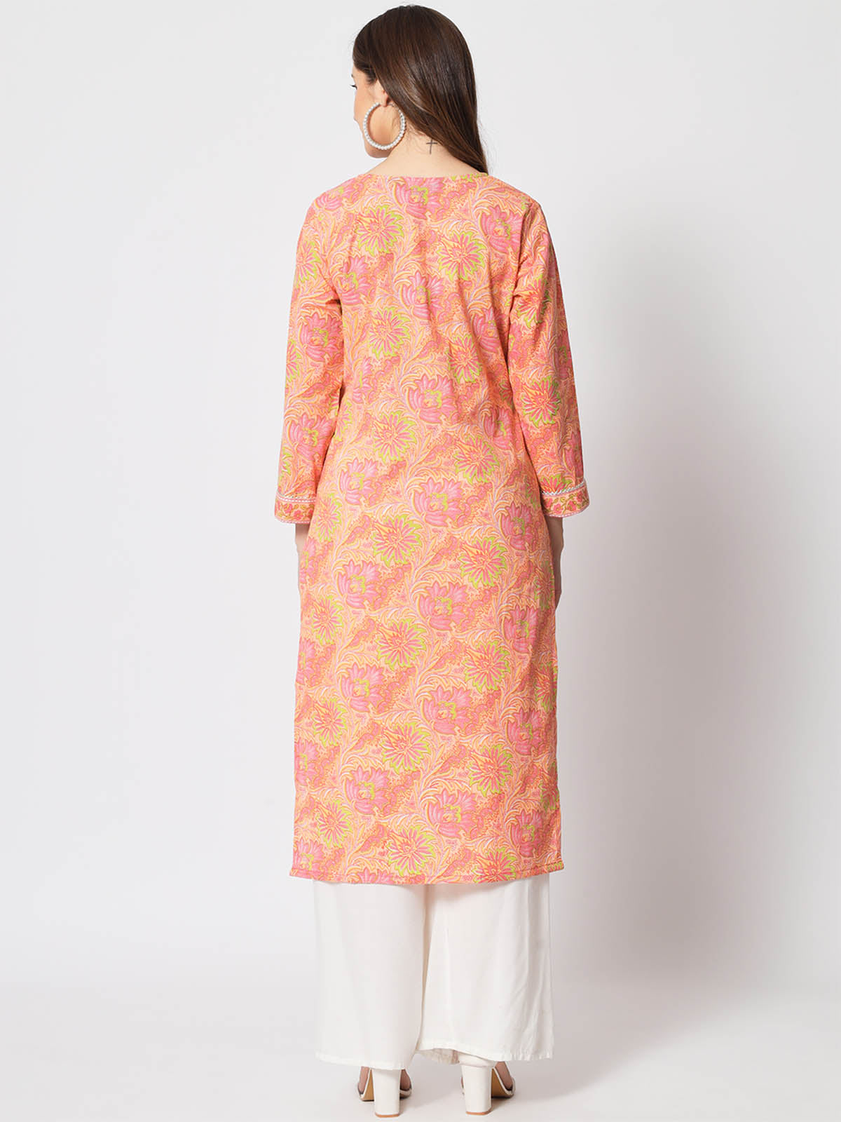  Rajwada - Designer Peach Cotton Printed Stitched Kurta