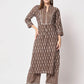  Rajwada - Stunning Brown Cotton Printed Stitched Kurta Set