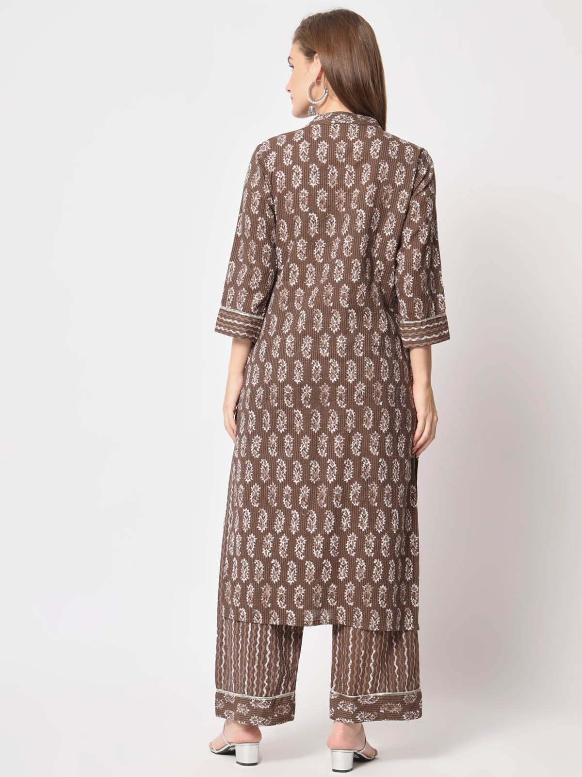  Rajwada - Stunning Brown Cotton Printed Stitched Kurta Set