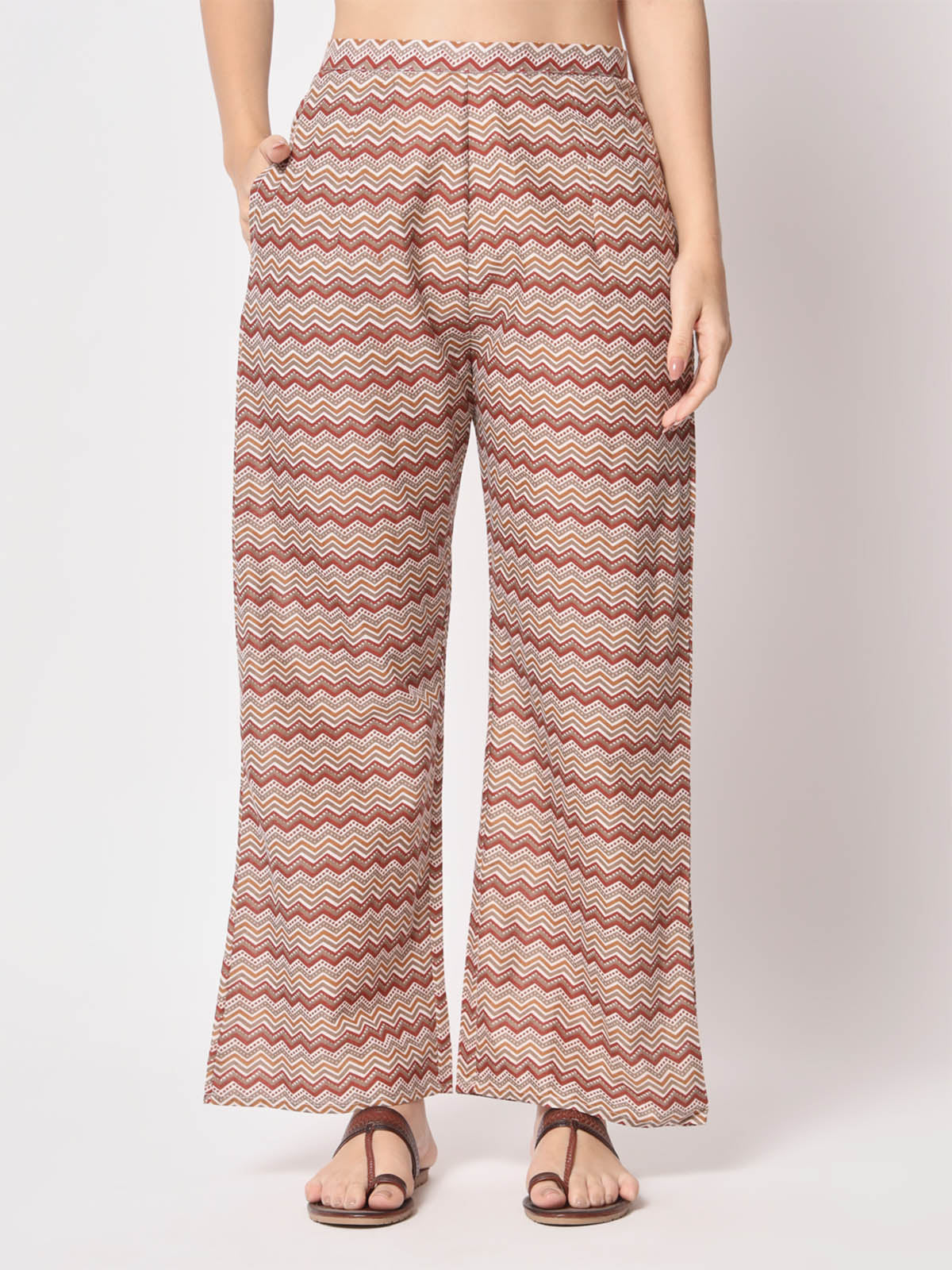  Rajwada -  Attractive Brown Cotton Printed Stitched Pant